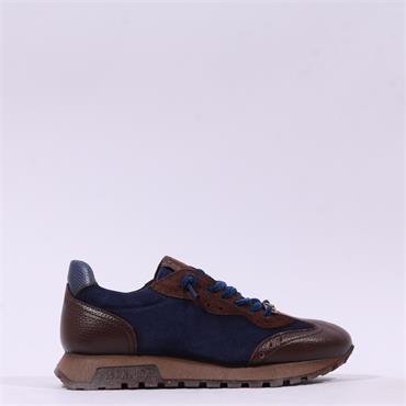 Hispanitas Oregon Bungee Lace Trainer - Brown Navy